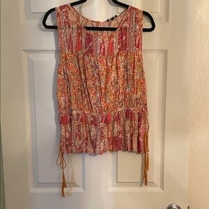 Anne Carson Red and Orange Floral Blouse